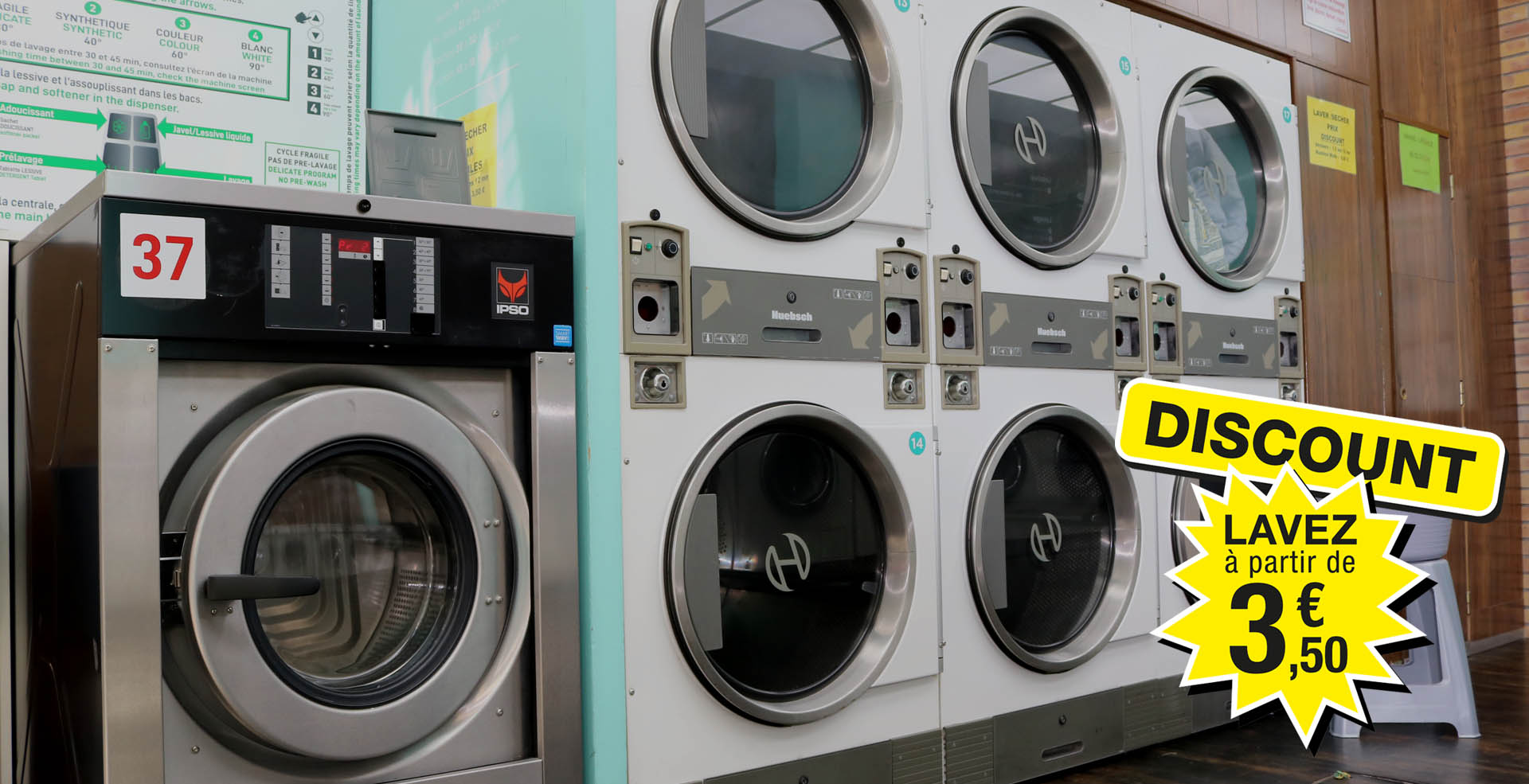 Laverie Automatique en libre service rue Davy 75017 Paris, ouvert 7 jours sur 7 de 7h00 à 23h00 et jours fériés