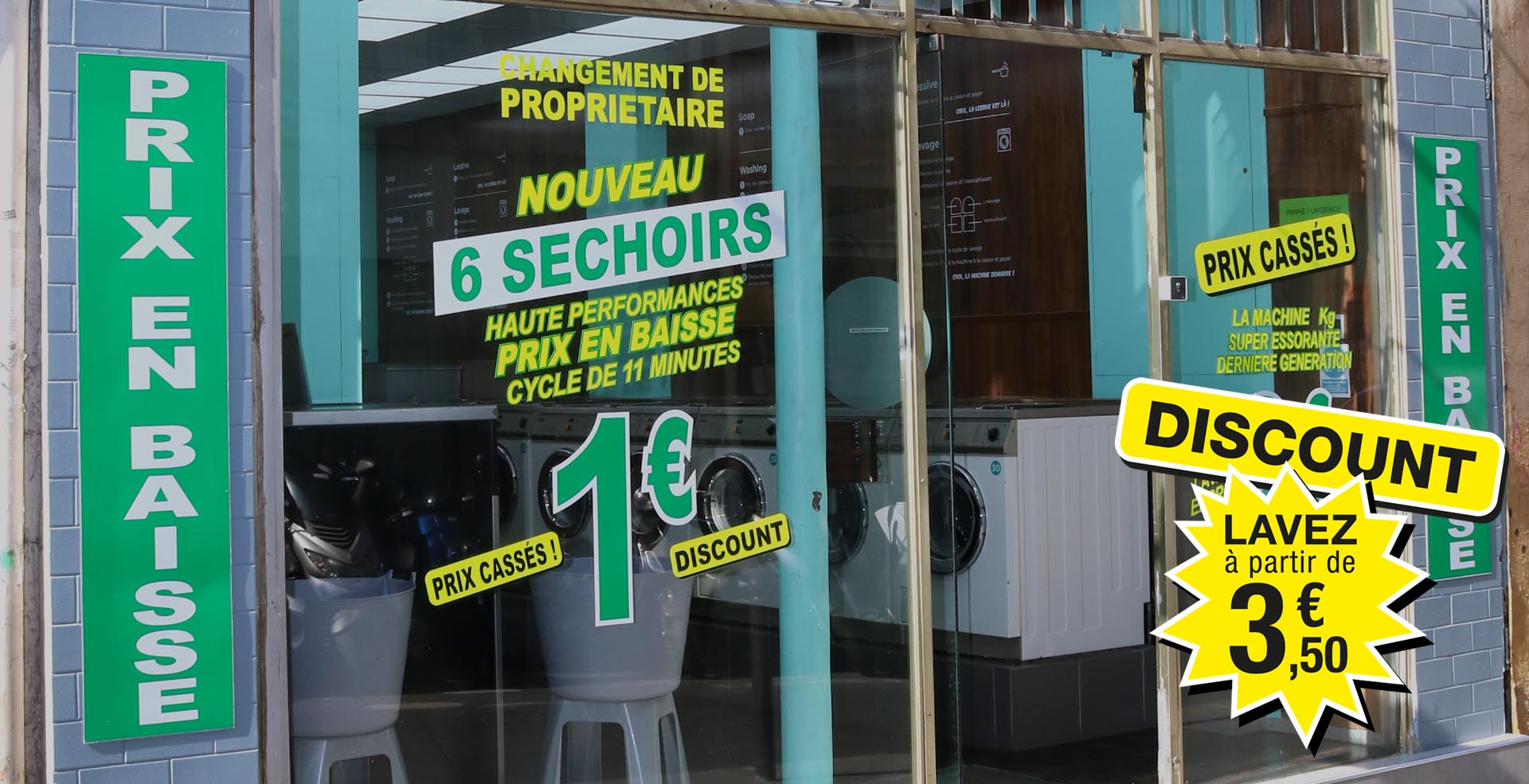 Laverie Automatique en libre service rue Davy 75017 Paris avec 11 Machines à laver et 86 séchoirs